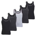 Mt débardeurs pour homme (lot de 5) ? marcels en coton fin côtelé ? style chiné - noir - gris Mt débardeurs pour homme (lot de 5) ? marcels en coton fin côtelé ? style chiné - noir - gris