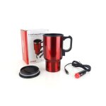 Mug chauffant voiture amio 12v 450 ml ? inox poign�e et couvercle anti - �claboussures