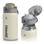 Mug bouteille isotherme 500ml zipro - gourde inox double paroi - etanche & sans bpa - pour sport voyage ...