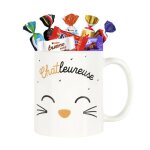 Mug chatleureuse garni de 20 chocolats clbrations daim milka et kinder ide cadeau original  offrir ...