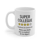Mug dr�le d�part coll�gue ? � super coll�gue moins une �toile pour ton d�part � ? cadeau pot de d�part ...