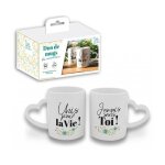 Mugs - euroweb - duo de tasses - c�ramique - anse en forme de c?ur - 300 ml