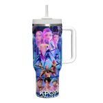 Mug isotherme avec 2 - en - 1 couvercle 1. 2l thermos caf avec paille et poigne imprim dmon kpop ...