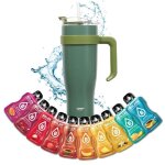 Mug isotherme avec paille et poigne 1. 2l xxl en inox + 10 sticks bolro 9g idal pour le sport ou le ...