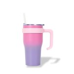 Mug isotherme avec paille et poign�e ergonomique gourde 0. 6l rose / violet en inox pour conserver vos ...