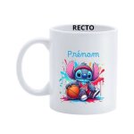 Mug personnalisable - stitch basket - 325 ml - c�ramique - enfant - compatible micro - onde