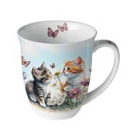 Mug tasse porcelaine ambiente 10. 5 cm 0. 4 l kittens in flower field