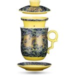 Mug � th� chinois de 400 ml avec infuseur couvercle passoire et soucoupe. tasse � th� chinoise en c�ramique ...