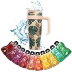 Mug tropical beige isotherme avec paille et poigne gourde xxl en inox + 10 sticks boisson bolero saveurs ...