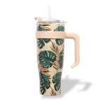 Mug tropical isotherme avec paille et poign�e ergonomique gourde xxl en inox id�al pour conserver vos ...