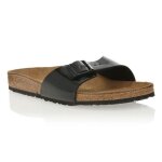 Mules birkenstock madrid birko - flor vernis noir mixte - semelle en cuir
