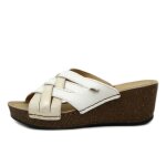 Mule pour femme - atema - cuir souple - blanc - talon compens�