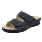 Mule femme - cinzia soft - bleu - cuir douce - double rglage  scratch