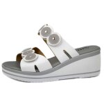Mule femme - cinzia soft - simili cuir blanc - verni - double r�glage � scratch