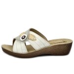 Mule pour femme - inblu ? blanc ? talon�compens�