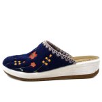 Mule femme - inblu - bleu - textile - talon compens�