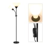 Mulisoft fl2021 lampadaire - lampe sur pied noire minimaliste avec liseuse - blanche chaude 3000k - e27 ...