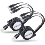 Multi cble 3 en 1[1m 3a 2paquet]rtractable chargeur usb cble charge rapide avec lightning micro usb ...