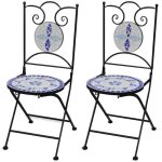 (multicolore)chaises pliables de bistro ensemble de 2 - signor - jusqu� 120 kg c�ramique bleu et blanc ...