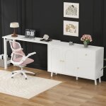 Multifonctionnel 2 en 1 bureau et placard ? tournable � 360� 3 portes 1 tiroir ? �l�gante table informatique ...
