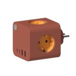 Bloc multiprise avec 3 prises eu 2 ports usb - a 2 ports usb - c - ampie - kreafunk - terracotta