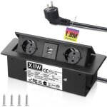 Multiprise electrique aluminium prise encastrable plan de travail 2 prises et usb a 3500w / 16a noir ...