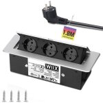 Multiprise electrique aluminium prise encastrable plan de travail 3 prises bloc prise escamotable 3500w ...