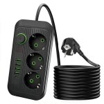 Multiprise �lectrique avec interrupteur - 4 port usb a et 1 port usb c - 10a - 2500w - c�ble 2m - pour ...