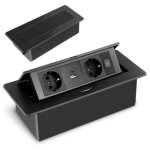 Multiprise encastrable de table usb c pd20w aluminium prise encastrable bureau 2 prises encastrable euro ...