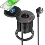 Multiprise encastre - avec chargeur sans fil 10 w1 prise1 port usb - c 20 w1 port usb - a - prise rtractable ...