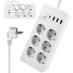 Multiprise avec interrupteur : prise multiprise avec 6 prises 3 usb 1 usb - c protection contre les surtension ...