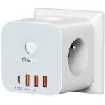 Multiprise murale usb c pd 20w - prise secteur usb cube multi prise 7 - en - 1 avec interrupteur 1 port ...