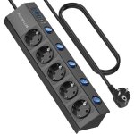 Multiprise parasurtenseur parafoudre avec 5 prises et 1 port type - c et 3 ports usb multiprise usb avec ...
