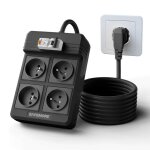 Multiprise safemore 4 prises rcd 16a / 250v avec interrupteur fi / cb int�gr� 4000w c�ble 3m rcbo 30ma ...