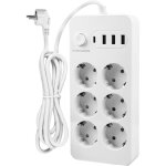 Multiprise usb avec interrupteur adaptateur de prise 6 prises prise usb parasurtenseur 2500 w 10 a c�ble ...