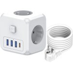 Multiprise usb prise multiple cube prise murale 3 usb et 1 c chargeur prise 1. 5m rallonge avec 3 ac ...