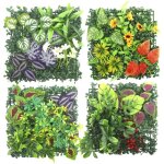 Mur végétal extérieur lot de 4 plantes artificielles 25 x 25 cm décoration murale balcon et jardin Mur végétal extérieur lot de 4 plantes artificielles 25 x 25 cm décoration murale balcon et jardin