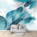 Murale photo papier peint 350x256cm dcoration tableaux poster muraux tapisserie feuille verte panoramique ...
