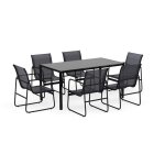 Murillo - ensemble table et chaises de jardin - 6 personnes - noir et gris - noir / gris