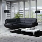 Muza - canap dangle design en simili cuir noir