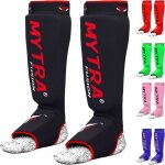 Mytra fusion protge tibia + pied mma kick boxing sports de combats noir l - xl