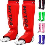 Mytra fusion prot�ge tibia + pied mma kick boxing sports de combats - rouge