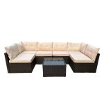 Nacula - salon de jardin modulable 6 places en r�sine tress�e marron