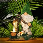 Nain de jardin floqu dcorations 19cm grande drles gnome statue de jardin extrieur avec bien lumires ...