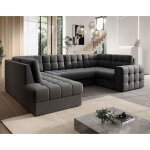 Nappa - canap� panoramique dangle droit 7 places convertible avec coffre en velours - gris