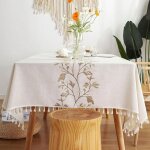 Nappe carr�e anti - tache 140x140cm coton lin lavable yyv