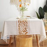 Nappe carr�e - largeight - 140 x 140 cm - anti - tache - coton et lin - lavable