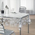 Nappe cristal imprim�e - zuuko - 140x240 cm - feuille - pvc - transparente - r�sistante aux taches - ...