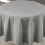 Nappe d�perlante anti - taches - effet lin pour table ronde gris anthracite 160x160 cm