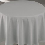 Nappe d�perlante anti - taches - effet lin pour table ronde gris perle 160x160 cm
